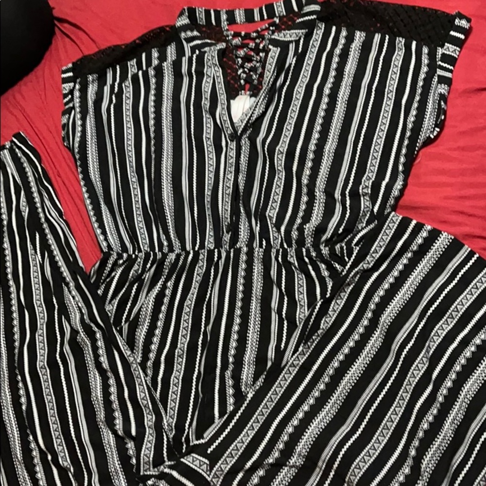 Black and white striped Romper.